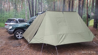 Тент-маркиза 3,3м х 6м PROTENTY с дополнительной передней шторкой